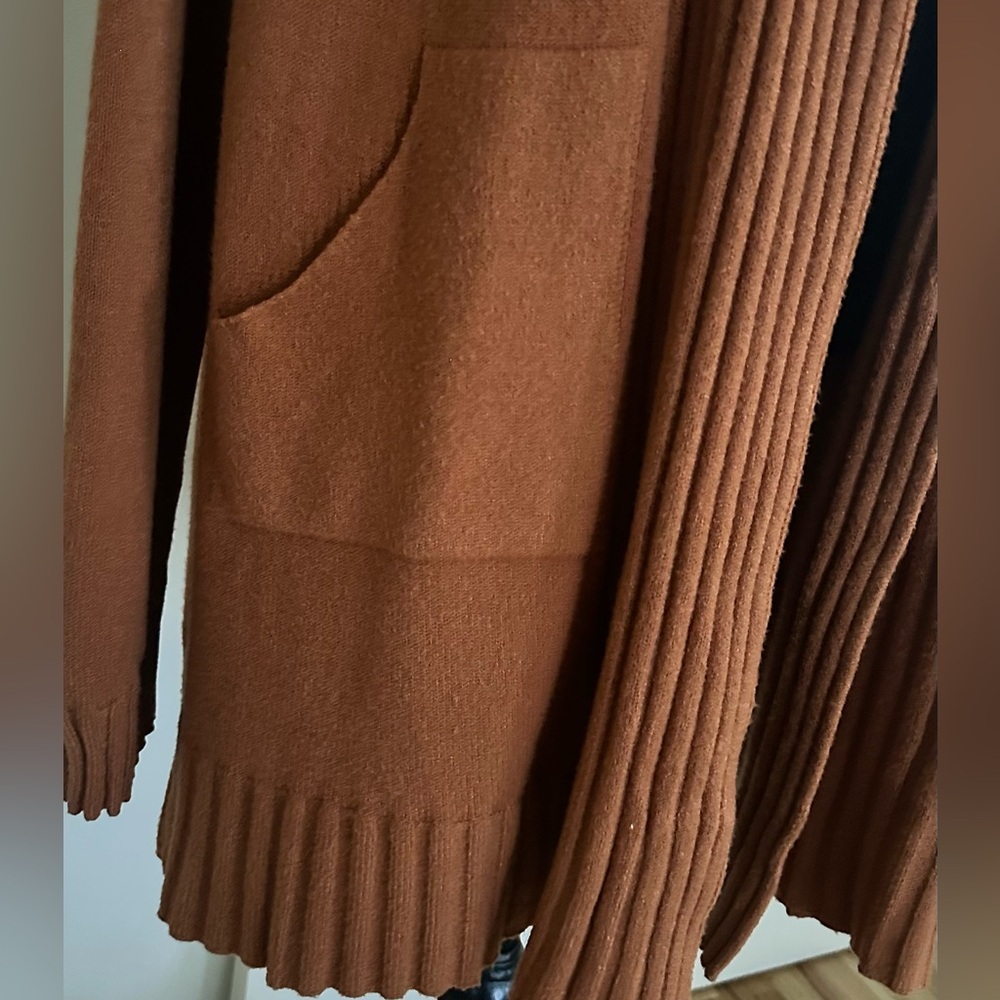 Cyrus Hooded Open Cardigan With Pockets In Saddle Color - Size XXL - Picture 3 of 5